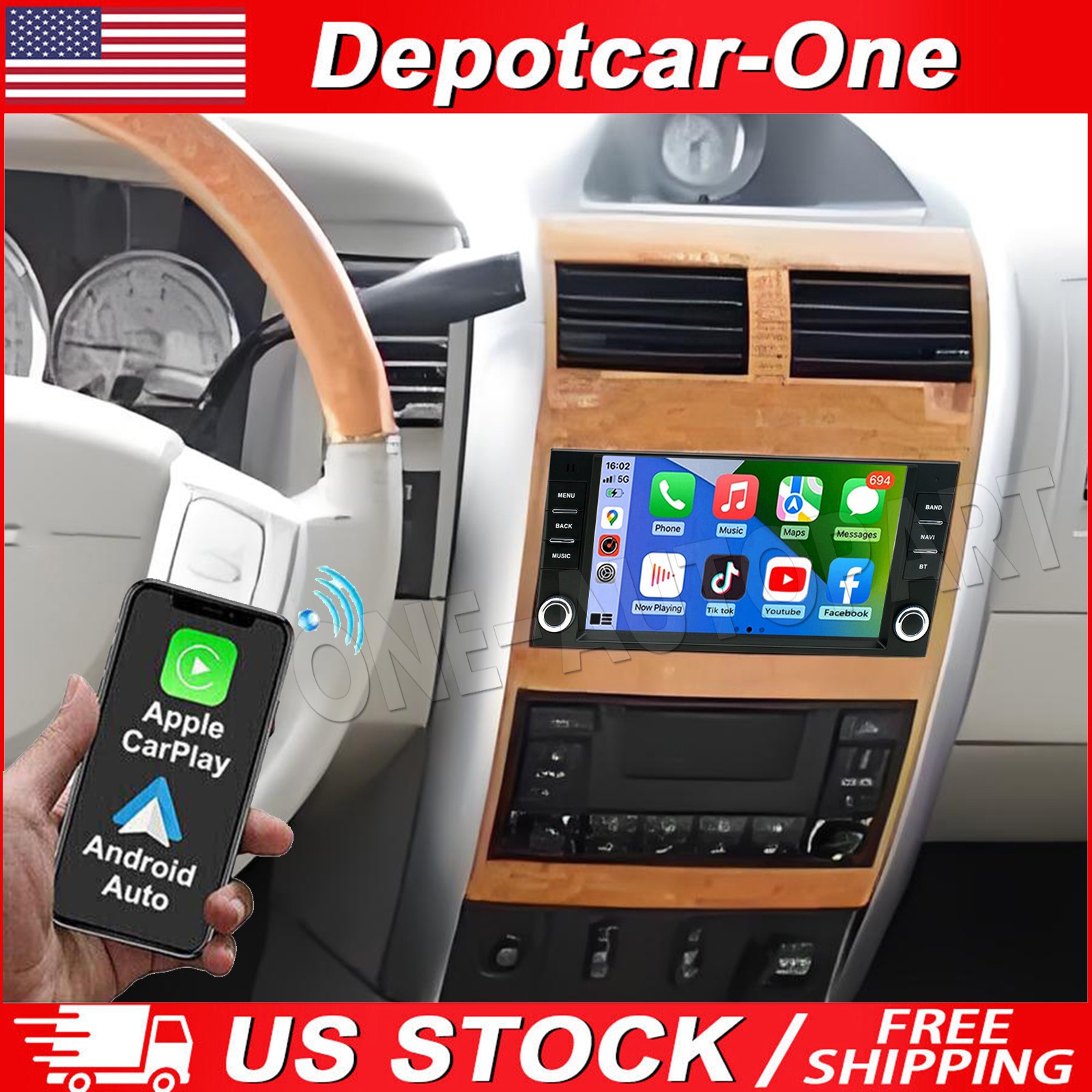7'' Car Radio Stereo For Chrysler Aspen 2007-2009 Android 13 Apple CarPlay GPS