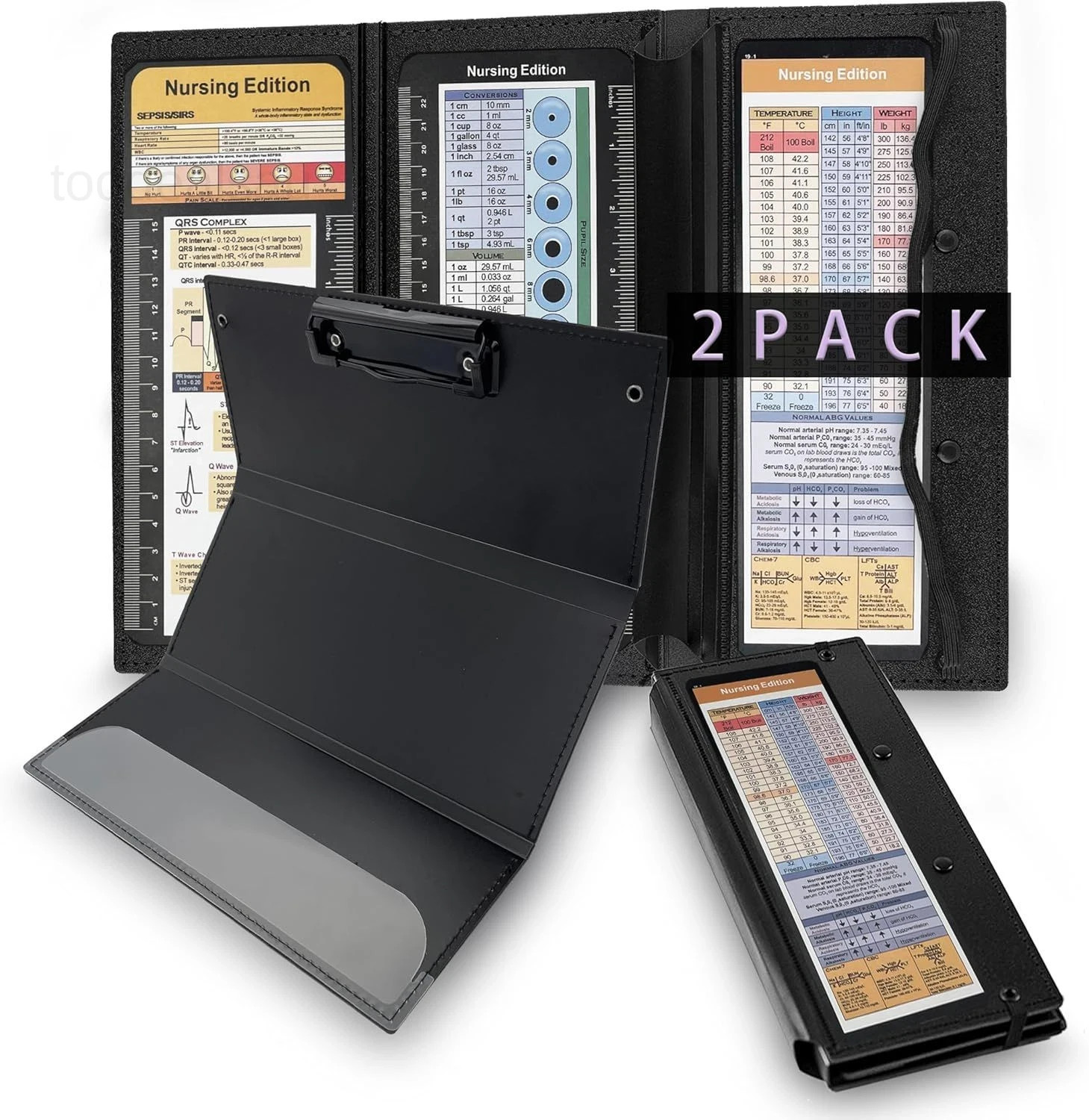 2Packs Nursing Clipboard Foldable, Black Nurse for Medical