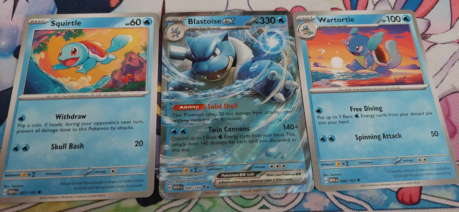 Squirtle Wartortle Blastoise Pokemon Card 151 Complete Evolution 3 Card Set NM Squirtle Wartortle Blastoise Pokemon Card 151 Complete Evolution 3 Card Set NM