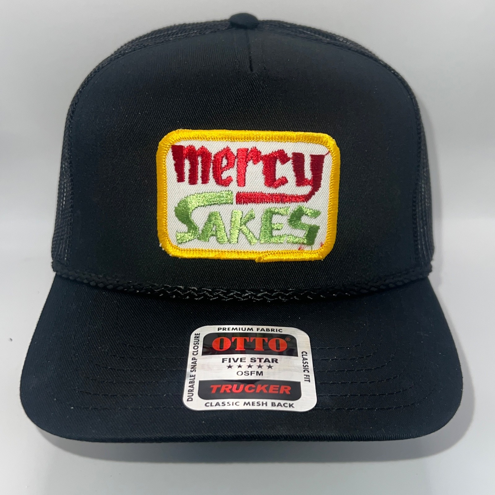 Mercy Sakes 1970’s VINTAGE Super CB Patch Cap – OTTO Black Rope Trucker Hat