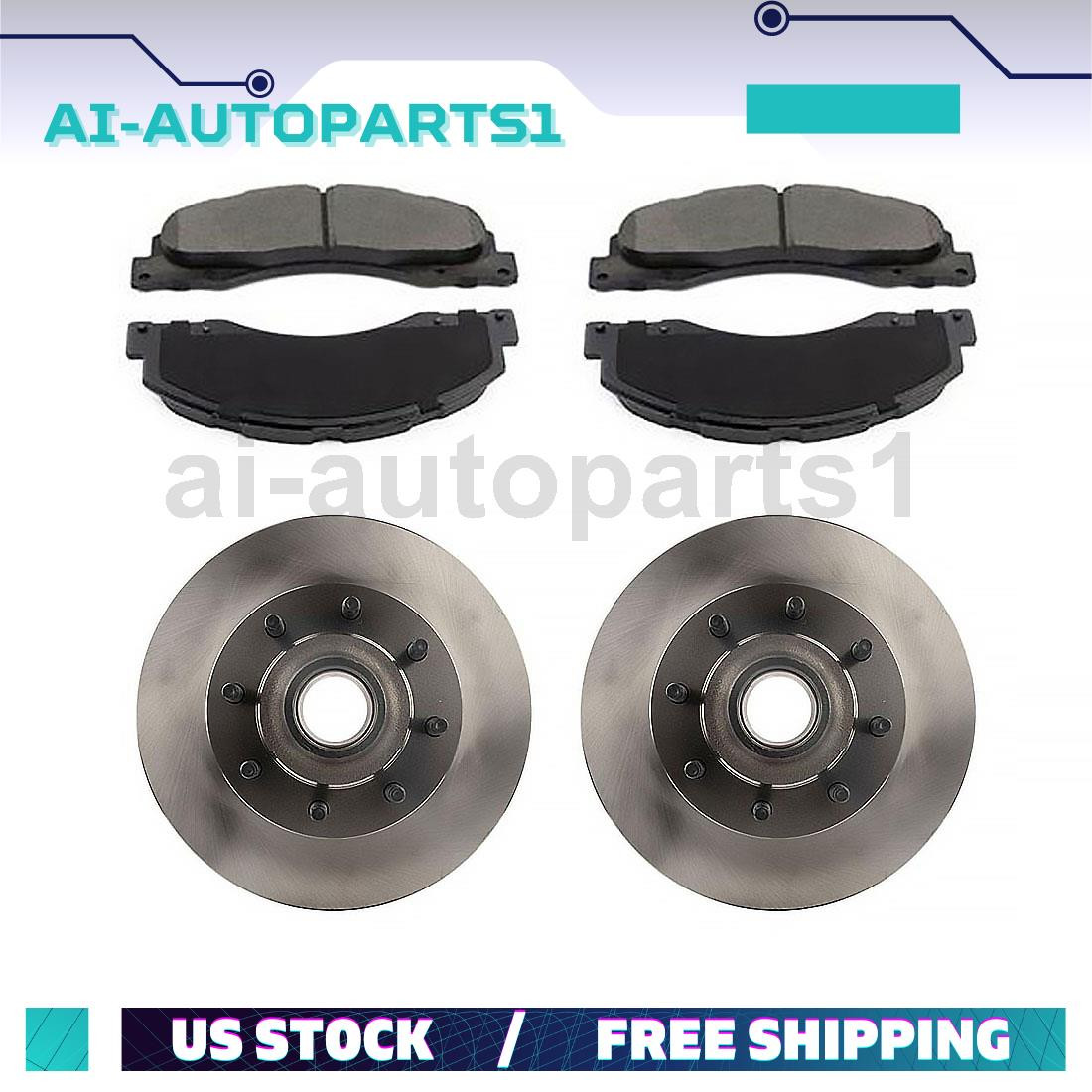 For 2008-2014 Ford E-150 Front Brake Rotors & Hub Assembly + Brake Pads