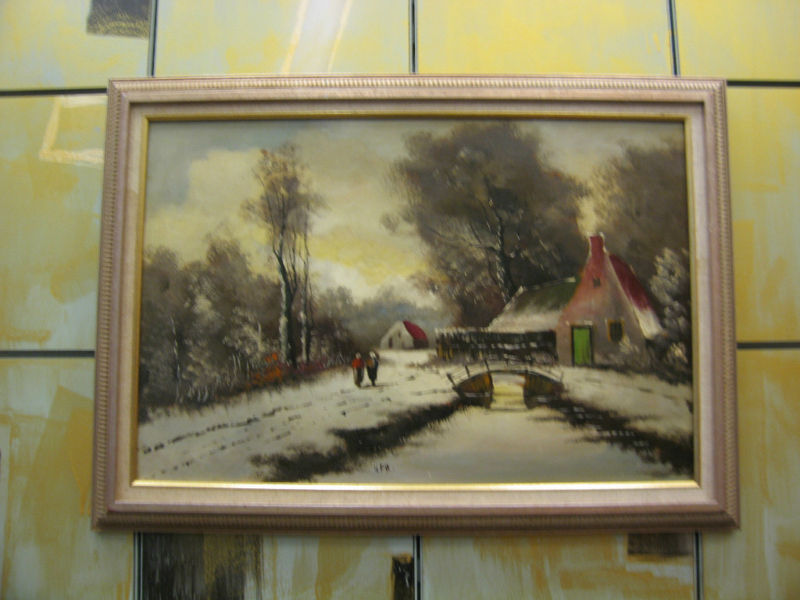 Vintage Possibly Antique Signed Oil on Board Painting of Rural Winter Scene Vintage Possibly Antique Signed Oil on Board Painting of Rural Winter Scene