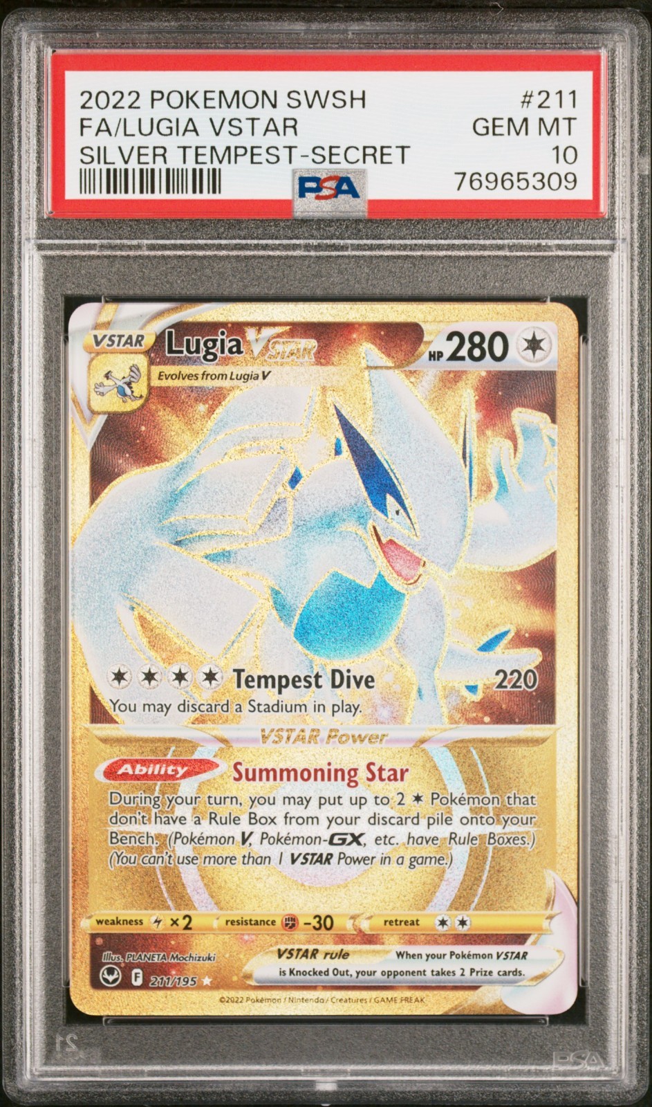 2022 Pokemon Sword & Shield Silver Tempest SECRET FULL ART LUGIA VSTAR PSA 10 2022 Pokemon Sword & Shield Silver Tempest SECRET FULL ART LUGIA VSTAR PSA 10