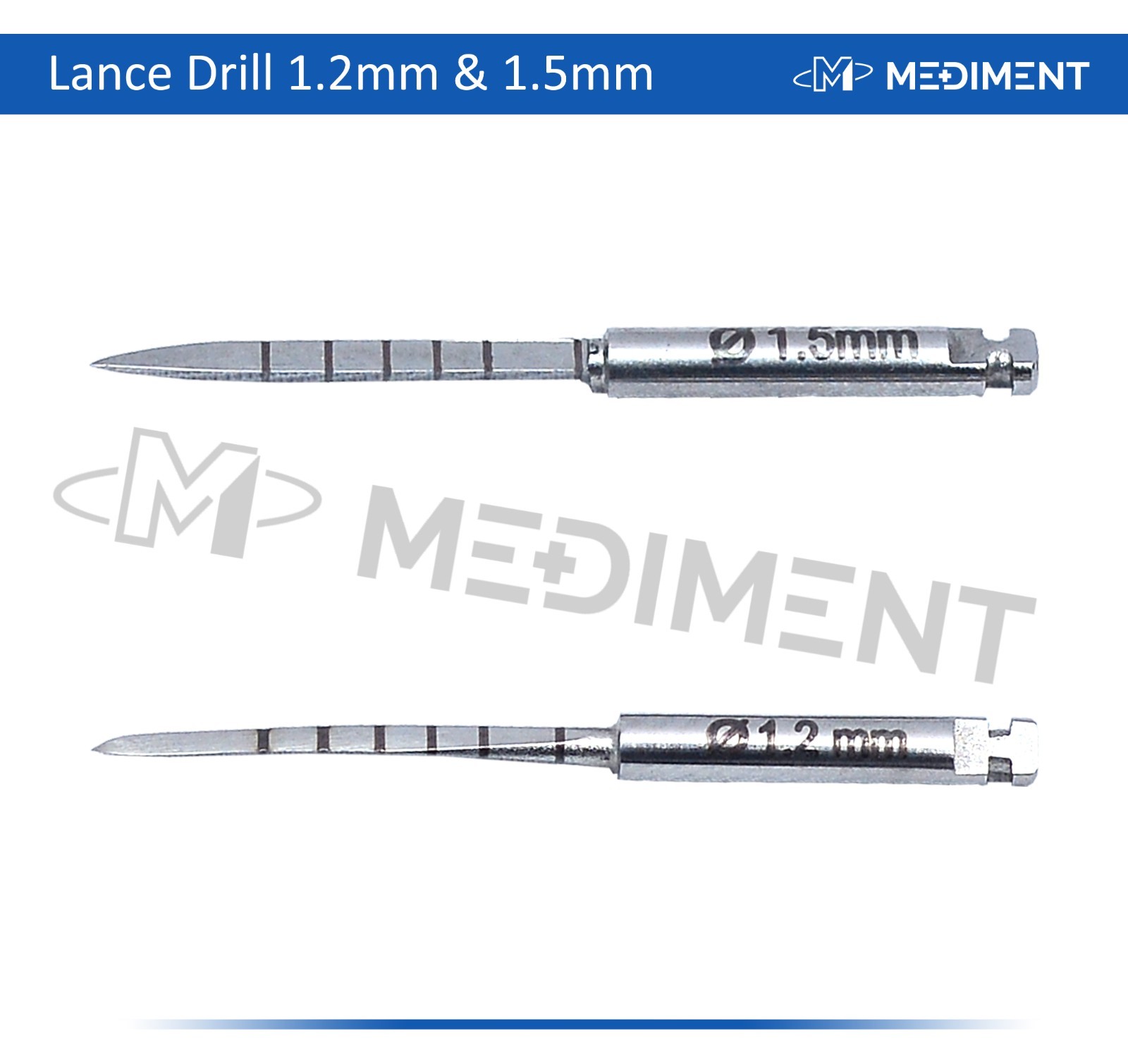 LANCE PILOT DRILL 1.20mm & 1.5mm, DENTAL IMPLANT INSTRUMENTS 2 SIZES *CE*