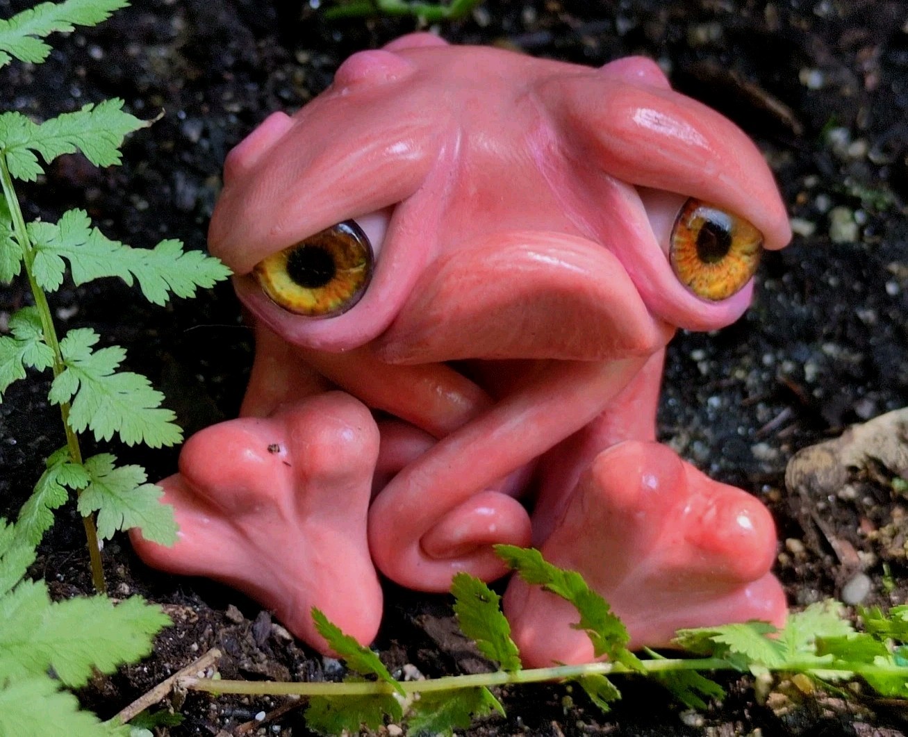 Fairy Garden Creature With Lifelike Eyes, Adorable Hand Crafted. Fairy Garden Creature With Lifelike Eyes, Adorable Hand Crafted.