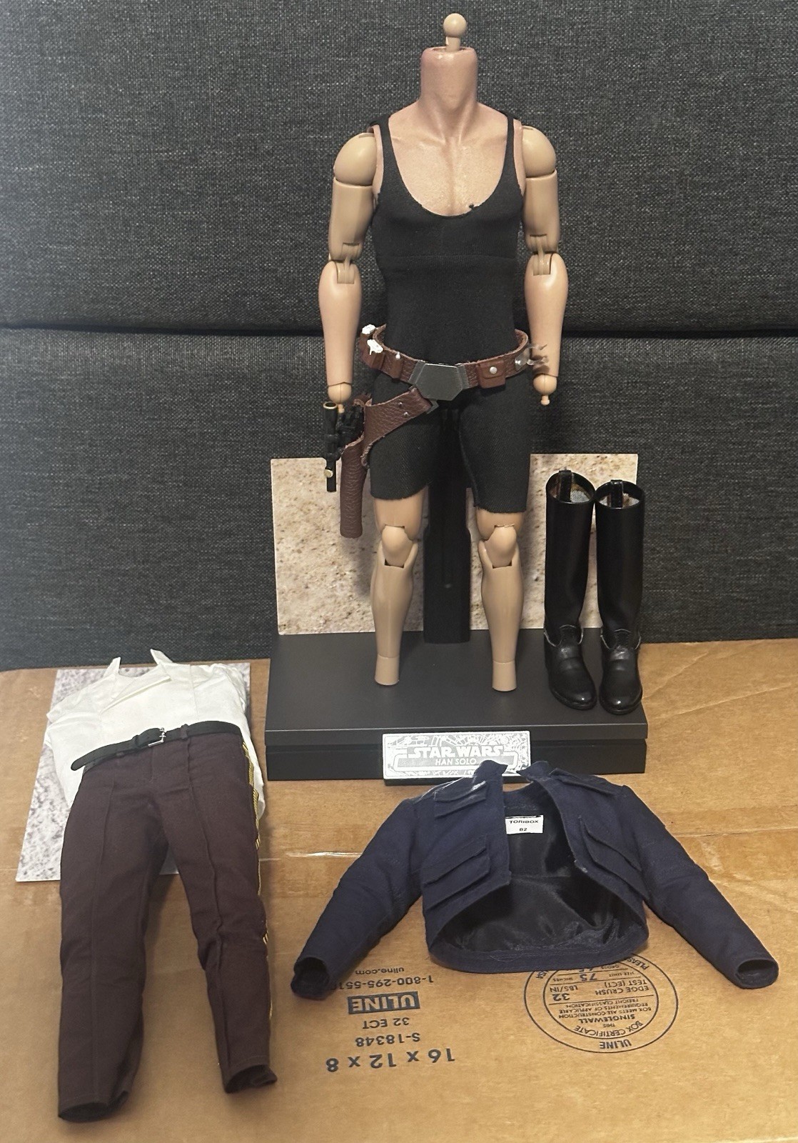 Custom 1/6 Han Solo Toribox Empire Strikes Back Leather Hot Toys Body Star Wars