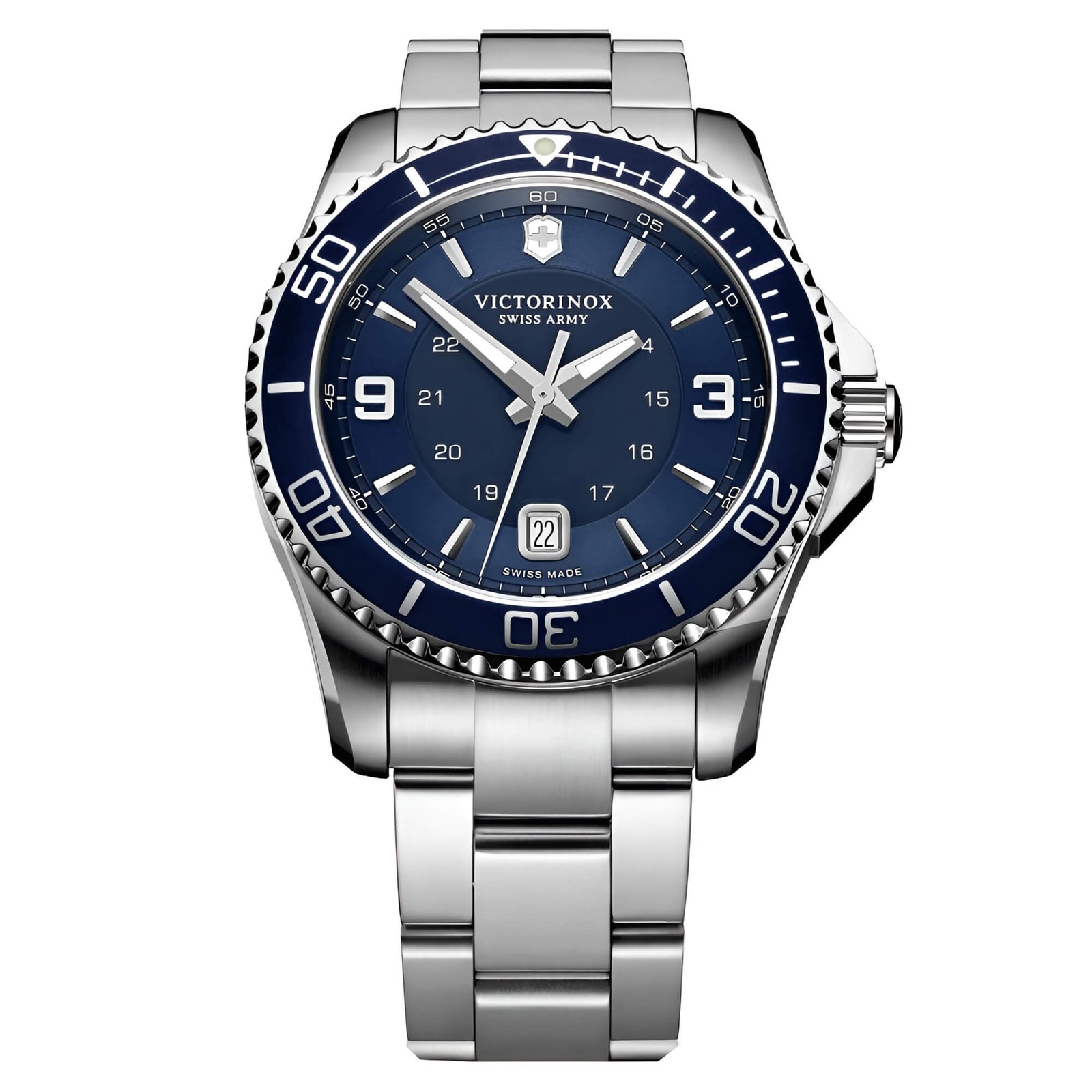 Victorinox Swiss Army Men\'s Maverick Navy Blue Dial Steel Bracelet Watch 241602