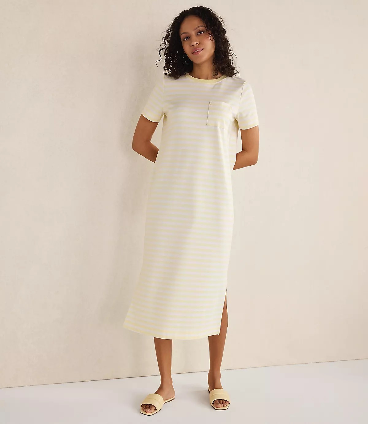 Haven Well Within Organic Cotton Interlock Stripe T-shirt Dress Yellow Sorbet M Haven Well Within Organic Cotton Interlock Stripe T-shirt Dress Yellow Sorbet M