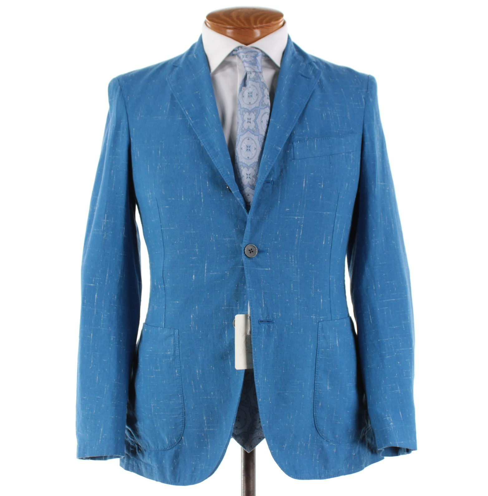 Belvest NWD Cotton / Linen / Silk Blend Sport Coat Size 46R (36R US) In Blue