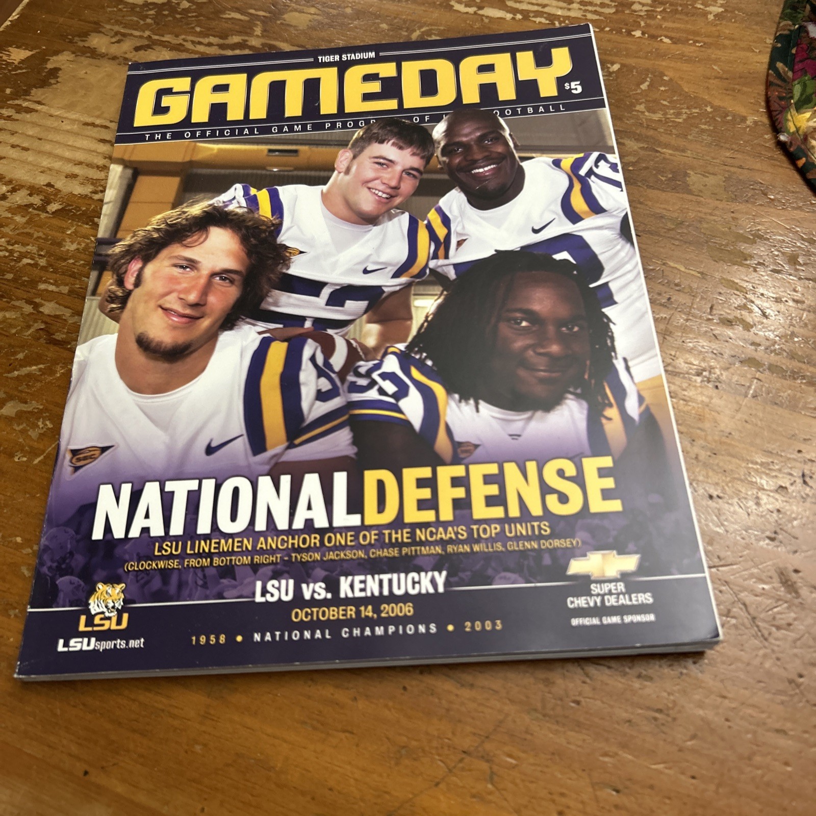 VINTAGE 2006 LSU TIGERS KENTUCKY WILDCATS FOOTBALL PROGRAM GLENN DORSEY