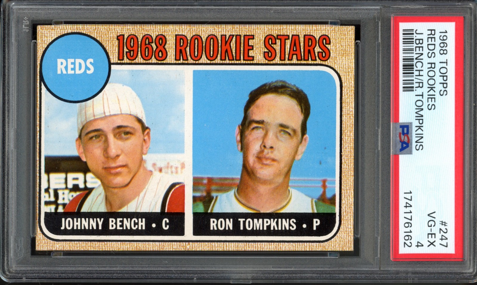 1968 Topps #247 Johnny Bench Rookie PSA 4 Vintage HOF RC Baseball Card (6162)