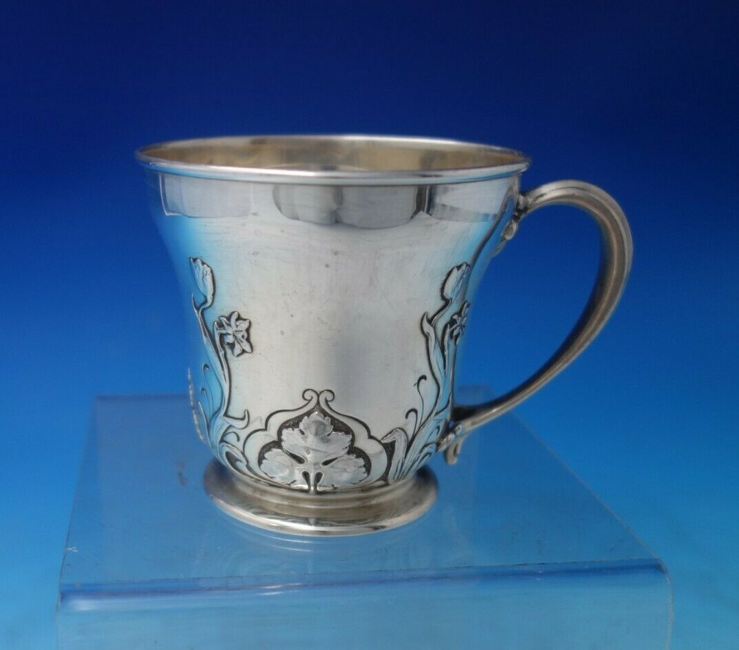 Athenic by Gorham Sterling Silver Child\'s Cup w/Tulips Daffodils #A3090 (#6257)