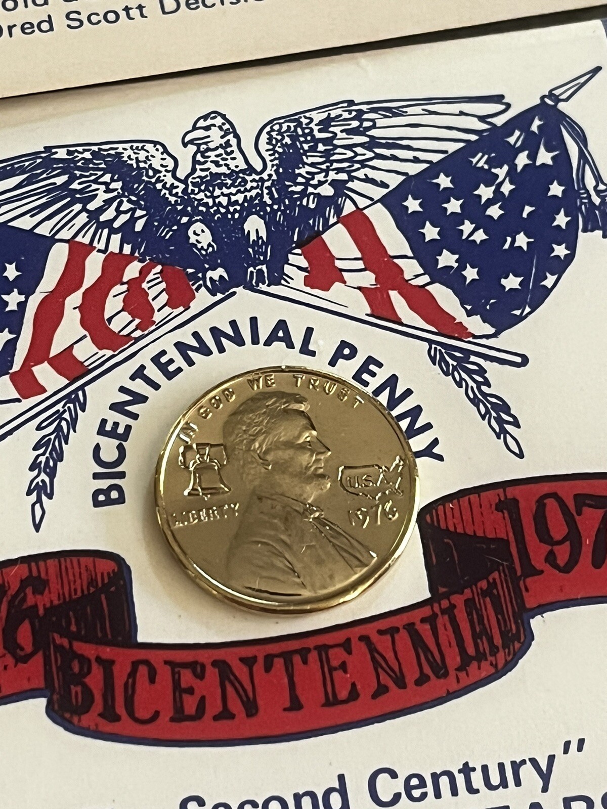 Counterstamp 1976 Lincoln penny 4th of July USA commemorative item Bicentennial Counterstamp 1976 Lincoln penny 4th of July USA commemorative item Bicentennial