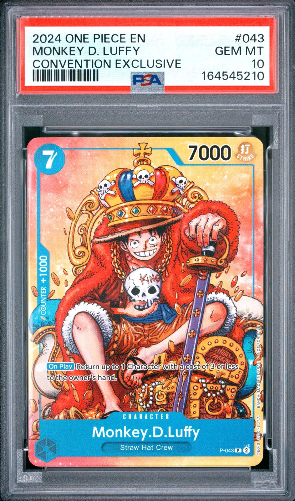 2024 ONE PIECE P-043 MONKEY D. LUFFY CONVENTION PROMO FOIL PSA 10