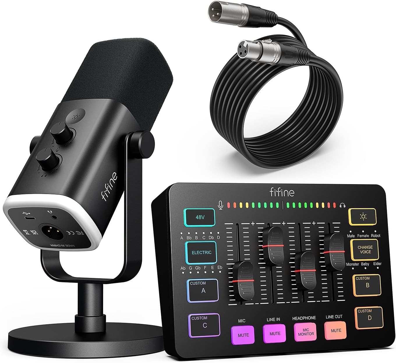 Dynamic XLR/USB Gaming Microphone Set with Streaming Audio Mixer-Podcast Record Dynamic XLR/USB Gaming Microphone Set with Streaming Audio Mixer-Podcast Record