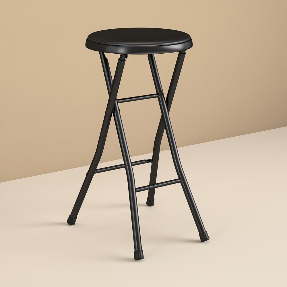 Folding Vinyl Padded Counter Stool, Black Folding Vinyl Padded Counter Stool, Black
