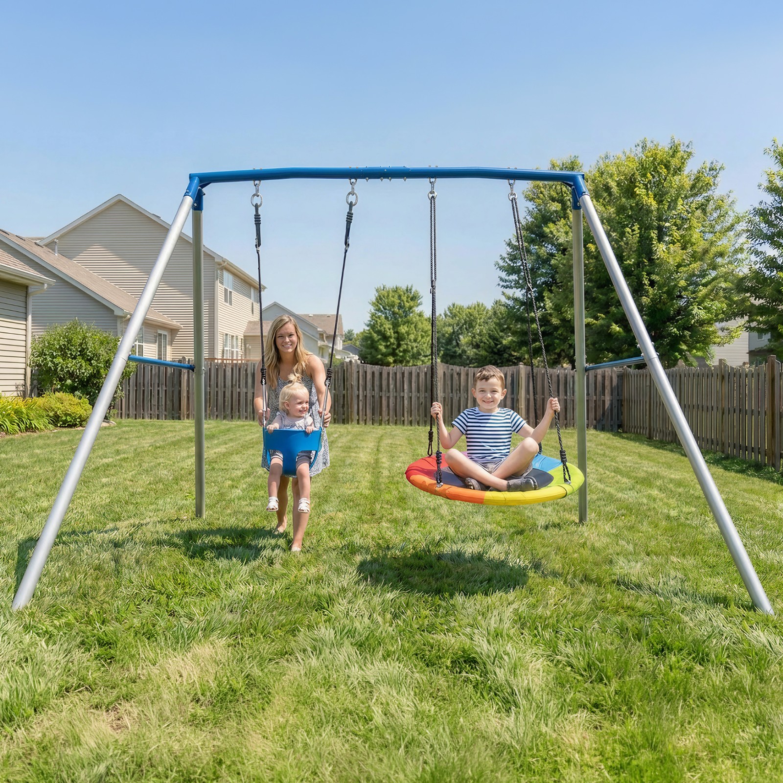 Trekassy 440LB Kids Swing Set with 2 Swings Backyard Heavy Duty Swing Stand