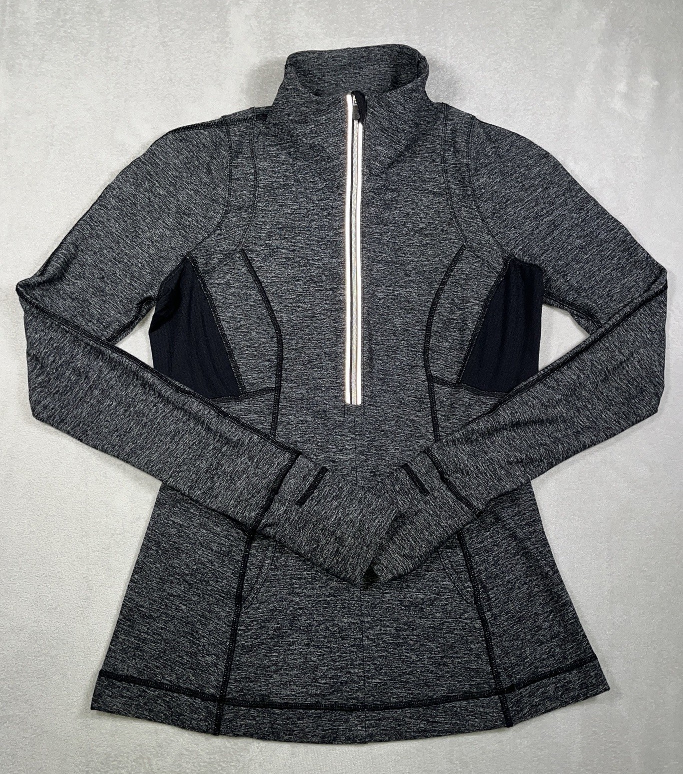 Lululemon Rulu Pace Setter Half Zip Pullover Jacket Heathered Black Size 6 Lululemon Rulu Pace Setter Half Zip Pullover Jacket Heathered Black Size 6