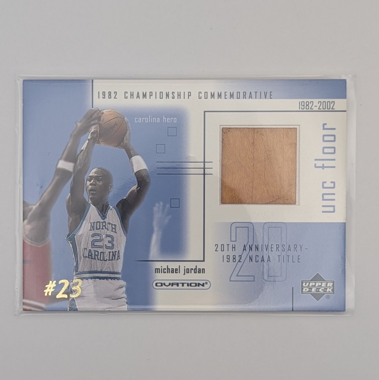 2001-02 Upper Deck Ovation 1982 Championship Michael Jordan Floor Relic #MJF3 2001-02 Upper Deck Ovation 1982 Championship Michael Jordan Floor Relic #MJF3