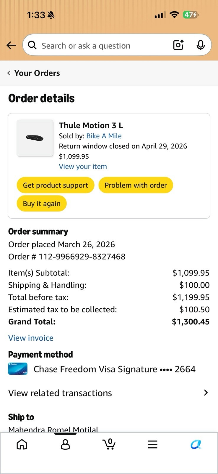 Thule Motion 3 Rooftop Box With Thule Box Liner And 2026 Pulley System Thule Motion 3 Rooftop Box With Thule Box Liner And 2026 Pulley System