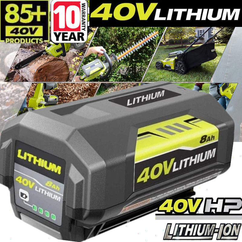 1-2PACK 8.0Ah Battery 40 Volt for Ryobi 40V Lithium OP40602 Battery with LED