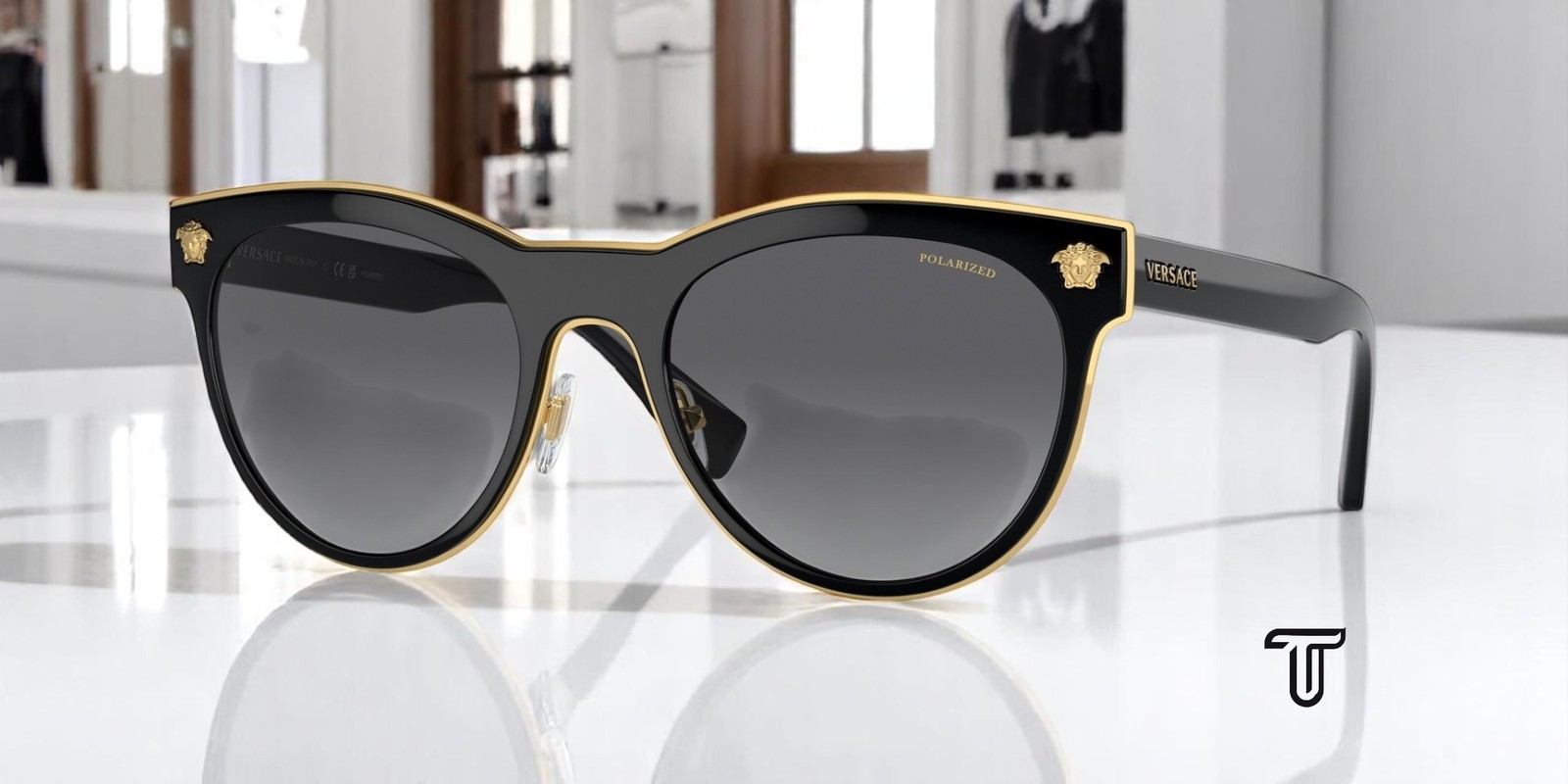 VERSACE VE2198 1002T3 Black Polarized Grey Gradient 54 mm Women\'s Sunglasses