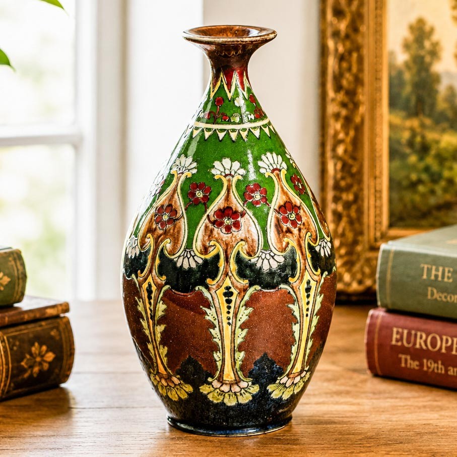 Amazing Large Colorful Antique Hand Painted Floral Art Vase Royal Bonn Dutch