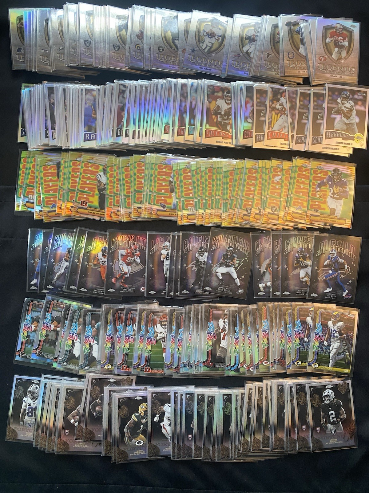 Huge 2025 Topps Chrome Football Insert Refractor Lot 380 Cards Rookies & Stars Huge 2025 Topps Chrome Football Insert Refractor Lot 380 Cards Rookies & Stars