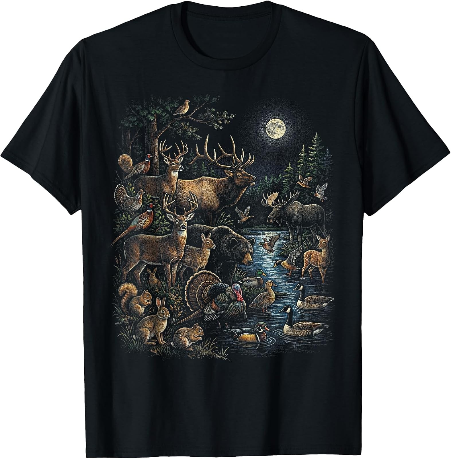 Retro 90s Wildlife Forest Animal Graphic Tee - Vintage Hunting Style