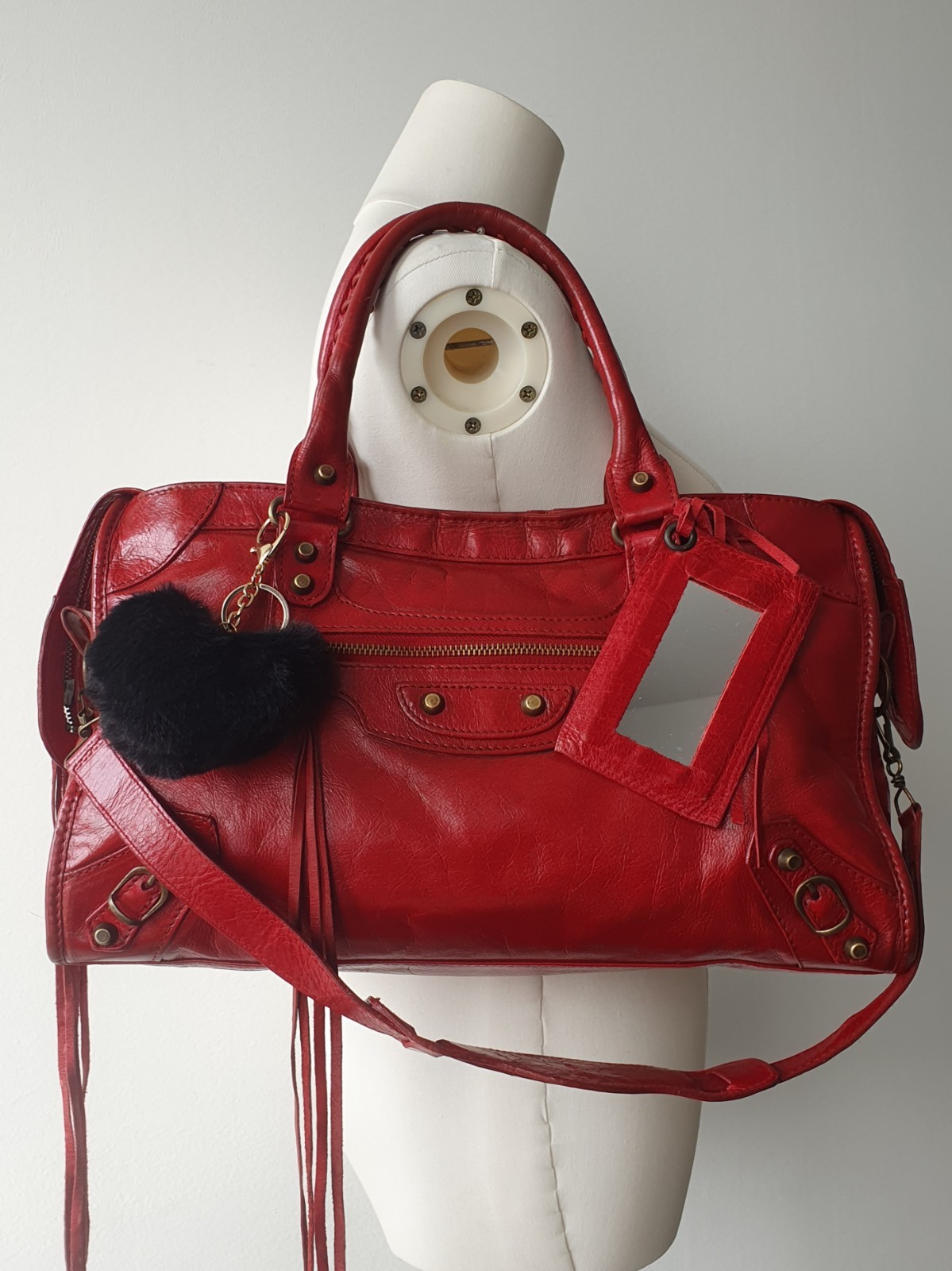 Vintage City Bag Large Glossy Red - Motorcycle bag Utilitarian University Y2K 
