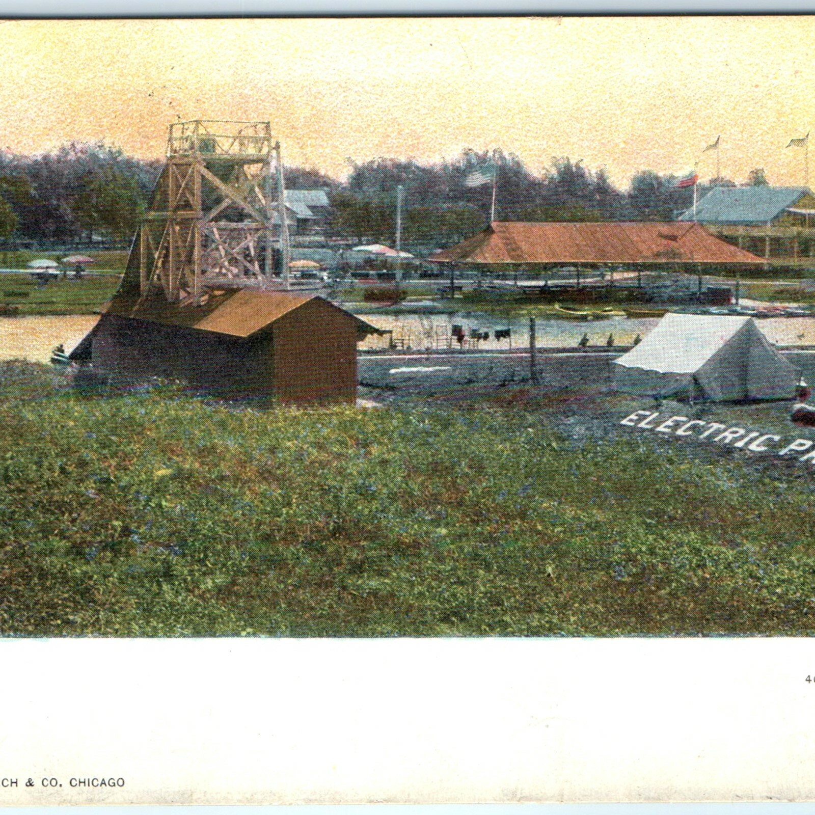 c1910s Joliet, IL Electric Park Postcard Amusement Chute Tent Curt Teich Litho c1910s Joliet, IL Electric Park Postcard Amusement Chute Tent Curt Teich Litho