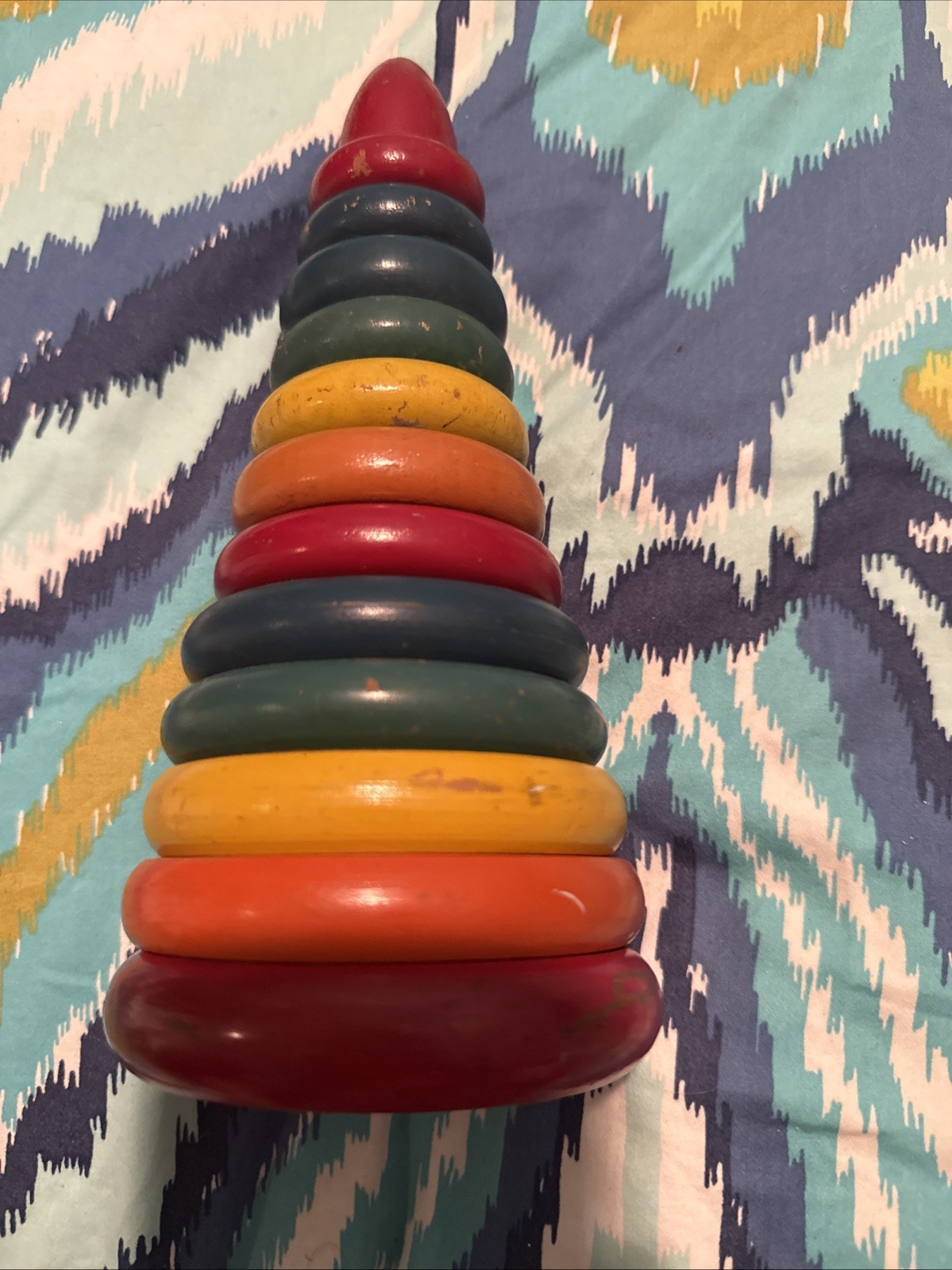 Vintage Holgate Rainbow Wooden Stacking Rings Toy 12 Piece 8” Inch Nostalgic Toy Vintage Holgate Rainbow Wooden Stacking Rings Toy 12 Piece 8” Inch Nostalgic Toy