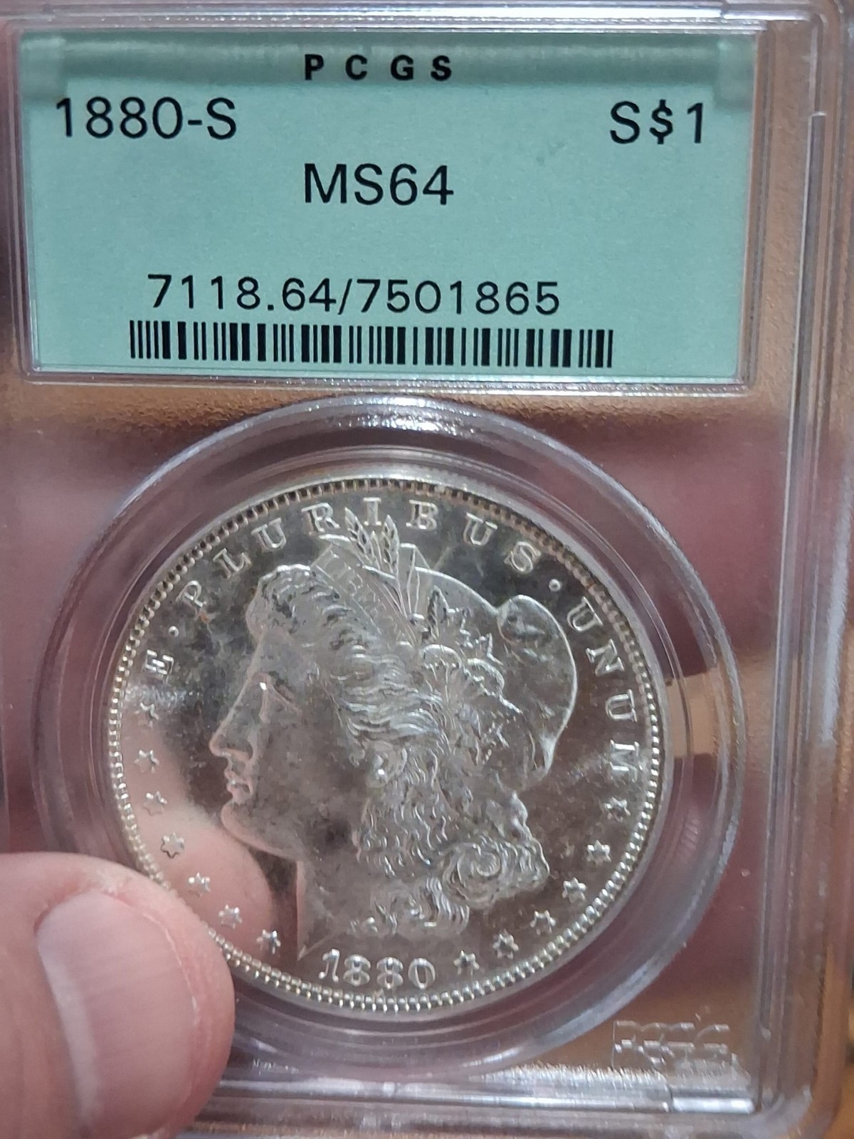 1880-S Morgan Silver Dollar PCGS Old Green Holder MS64 Blinding Luster See Vid 1880-S Morgan Silver Dollar PCGS Old Green Holder MS64 Blinding Luster See Vid