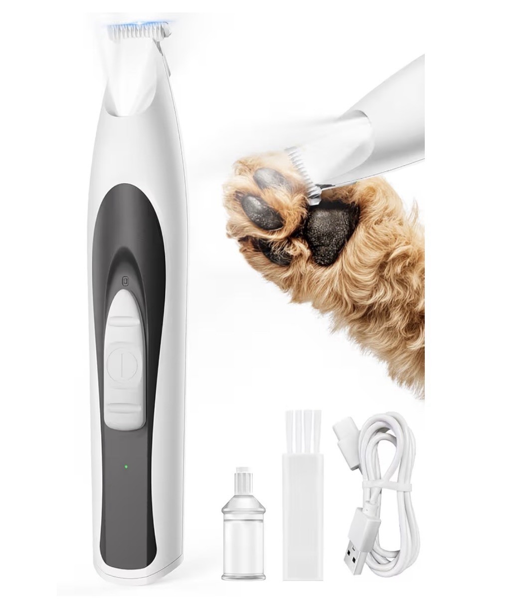 Oneisall Low-Noise Dog Paw Trimmer with LED Light, Paw Trimmer for Dogs &Cats