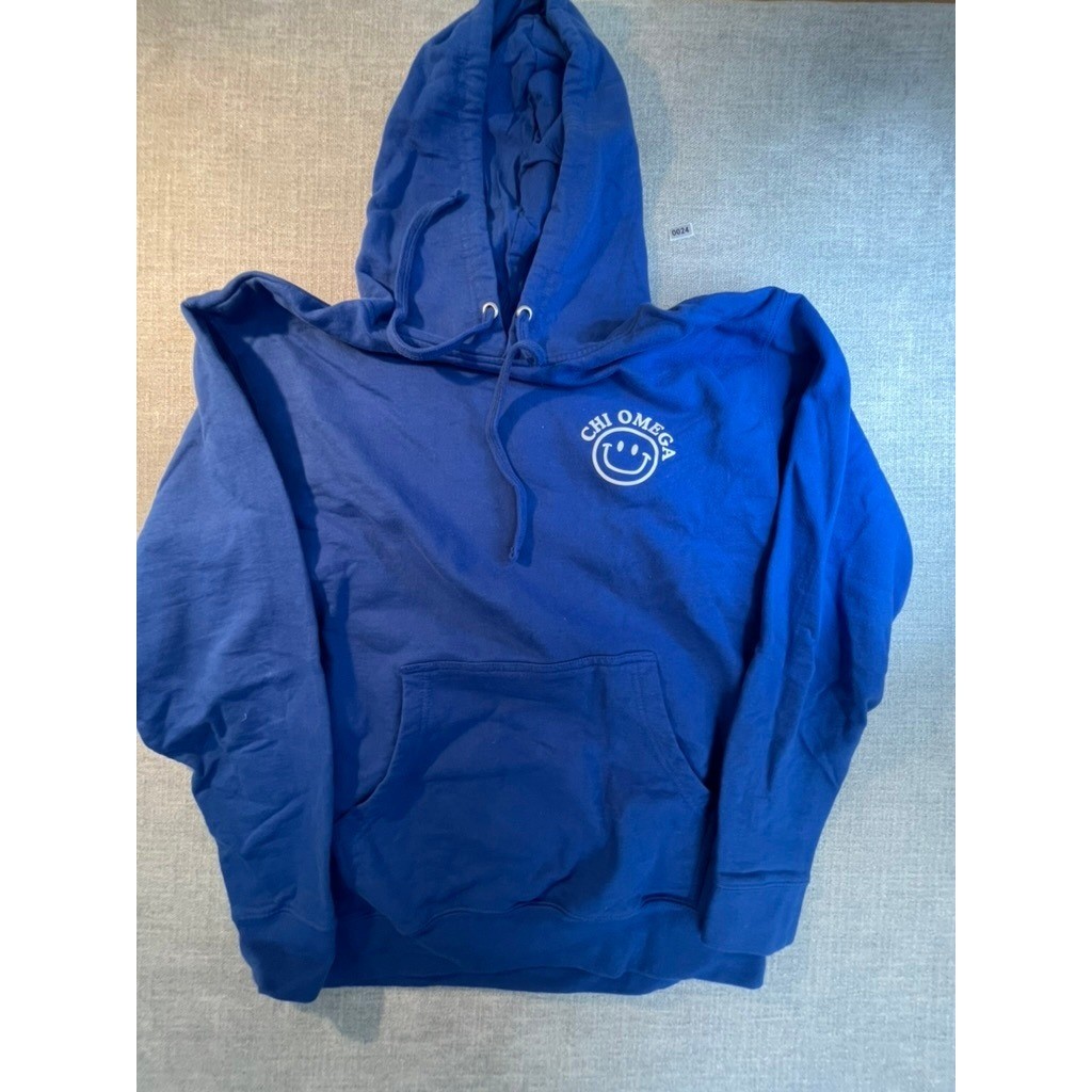 Independent Trading Co Chi Omega Beta Alpha Royal Blue Smiley Face Hoodie Size M Independent Trading Co Chi Omega Beta Alpha Royal Blue Smiley Face Hoodie Size M
