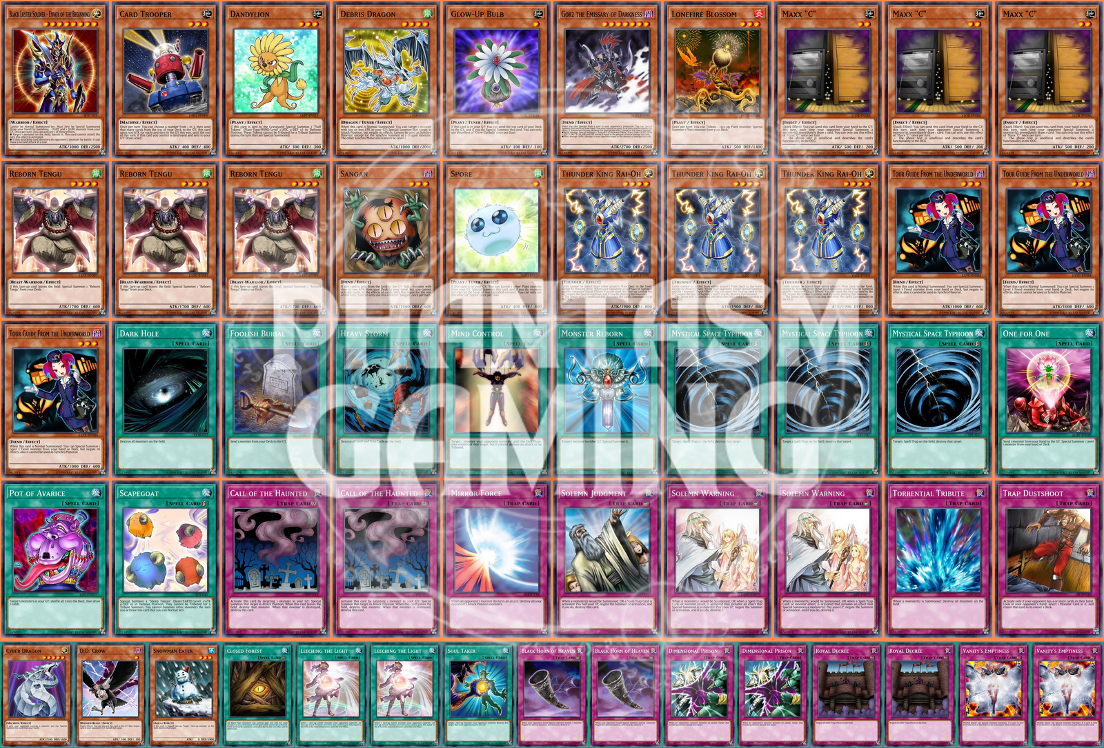 Tengu Plants Deck Gorz Debris Dragon Thunder King Pot of Avarice D.D Crow Yugioh