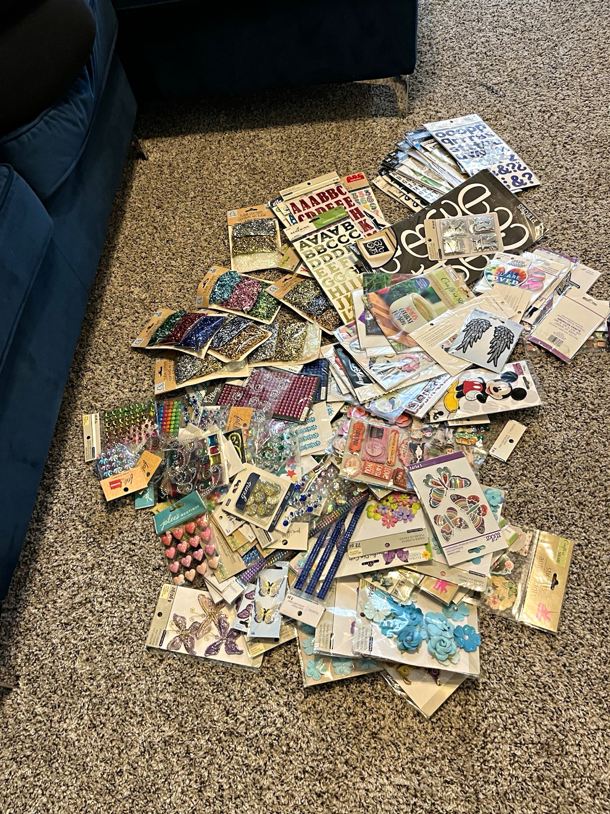 170+ Pc Scrapbooking Craft Lot Stickers Rhinestones Flowers Embellishments NEW