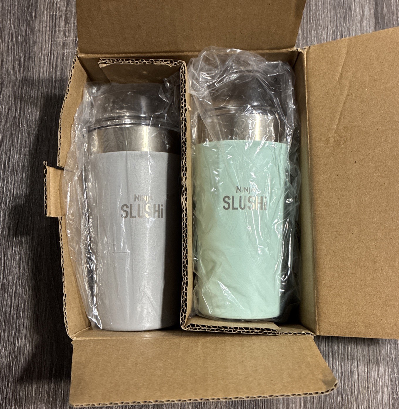 Ninja SLUSHi Set of 2 Insulated Bubble Cups SEAFOAM / GRAY 16 oz No Straws Ninja SLUSHi Set of 2 Insulated Bubble Cups SEAFOAM / GRAY 16 oz No Straws