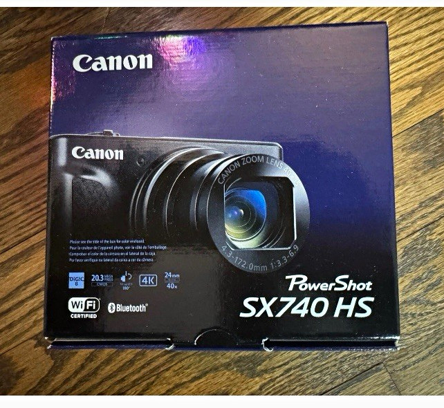 Canon PowerShot SX740 HS 20.3MP Compact Camera 40x Zoom 4K Wi-Fi Black