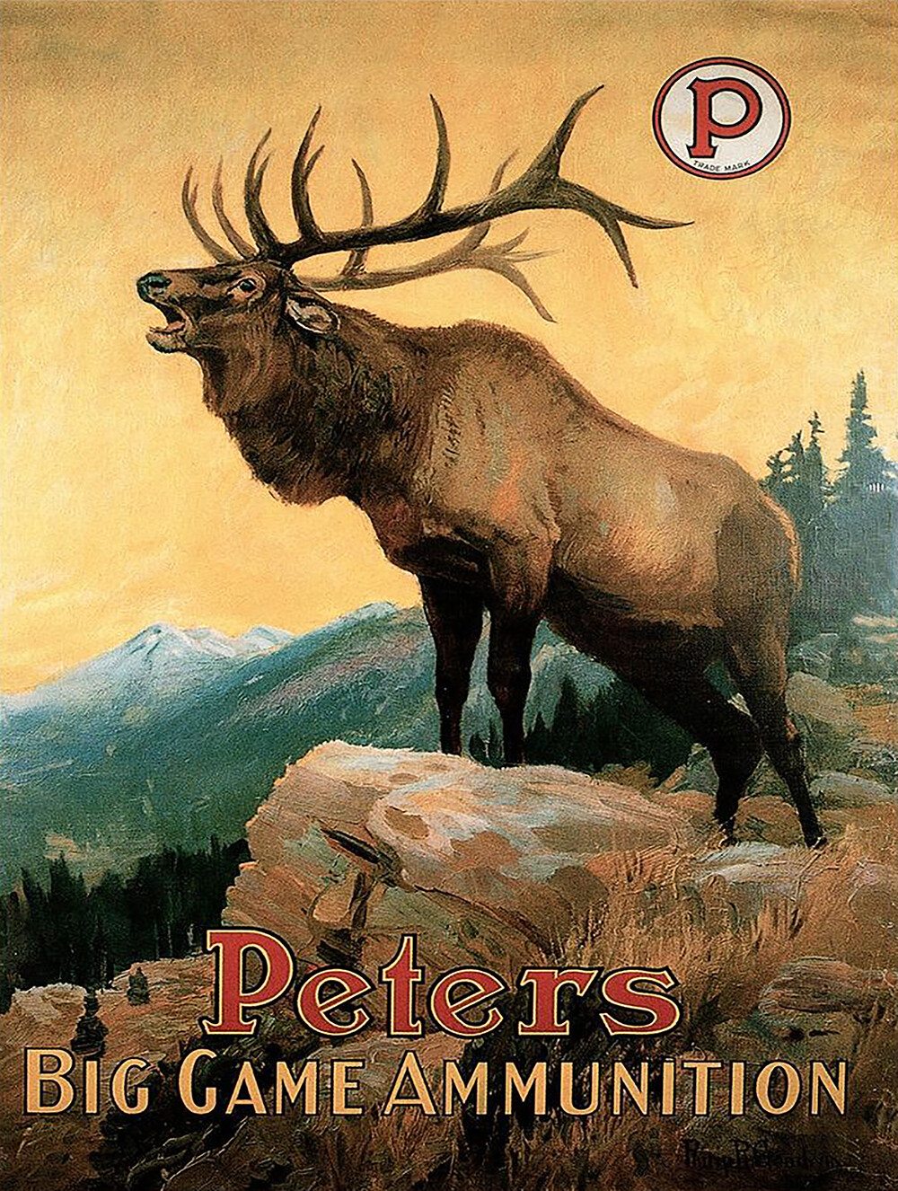 Vintage Peters ammunition Elk advertisement reproduction metal sign