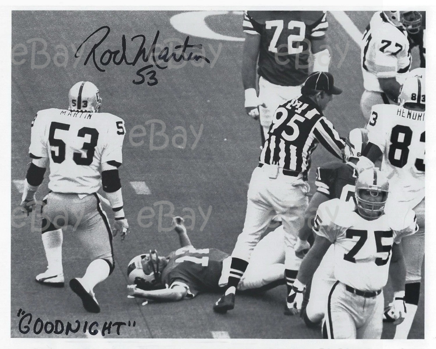 Rod Martin Raiders Knocks out Joe Ferguson Bills Signed 8x10 Photo Reprint