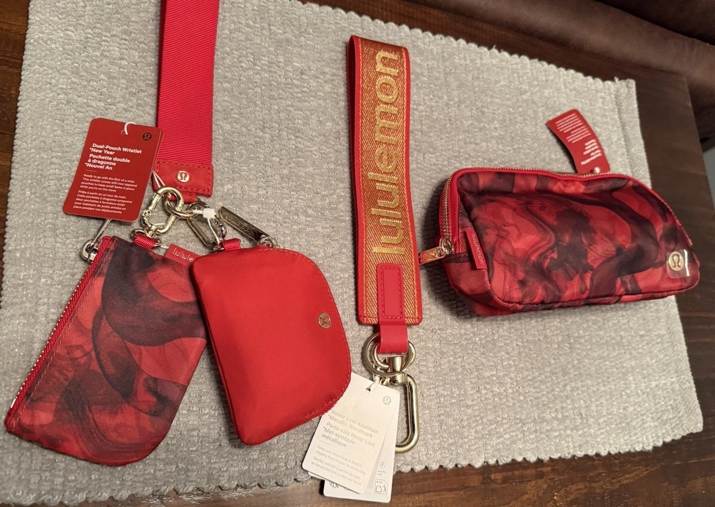Lululemon 3 Piece Lunar New Year Set, Everywhere Belt Bag.Dual Wristlet,Keychain
