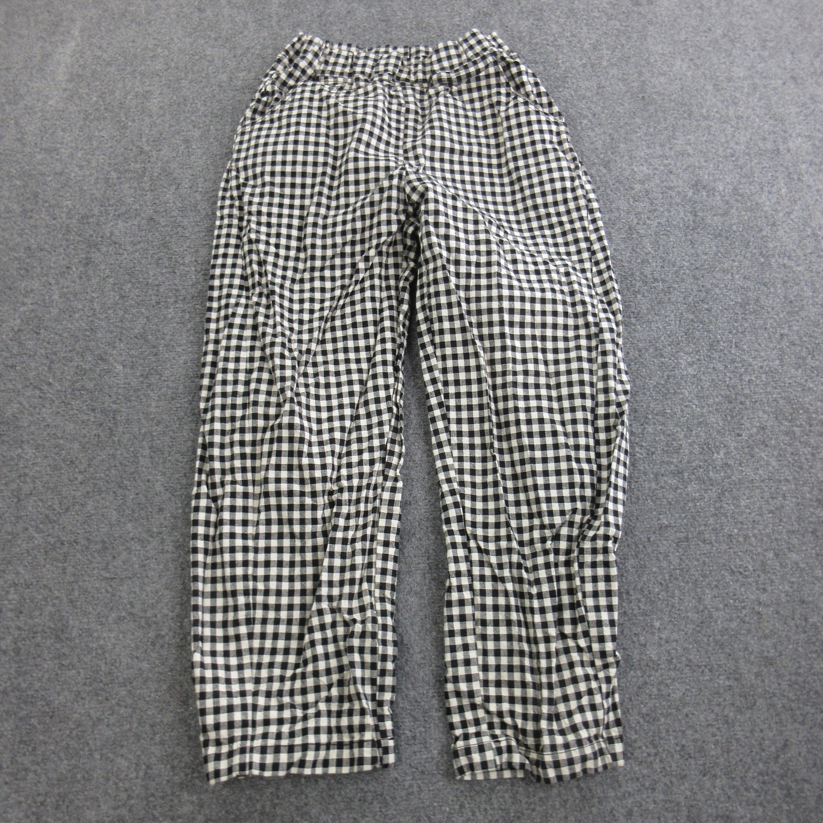 Le Bon Shoppe Sweatpants Womens S Black Check Straight Leg Elastic Waist Cotton