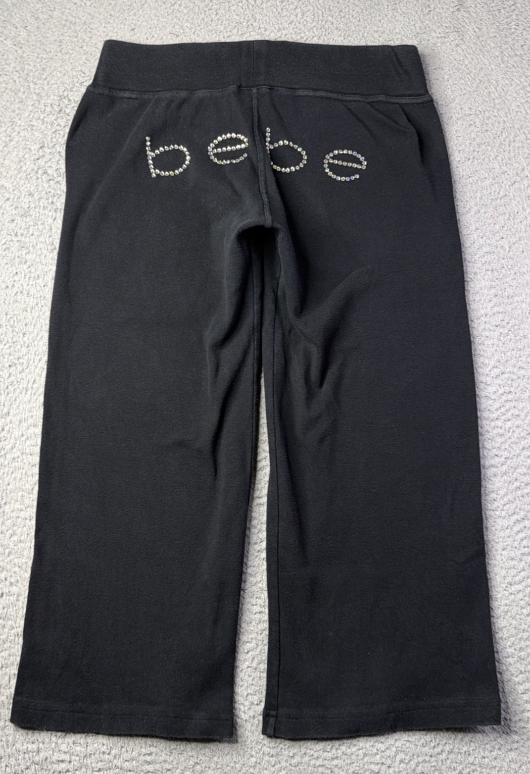 Vintage Y2K Bebe Pants Womens Large Crop Cotton Embellished Spell Out Low Rise