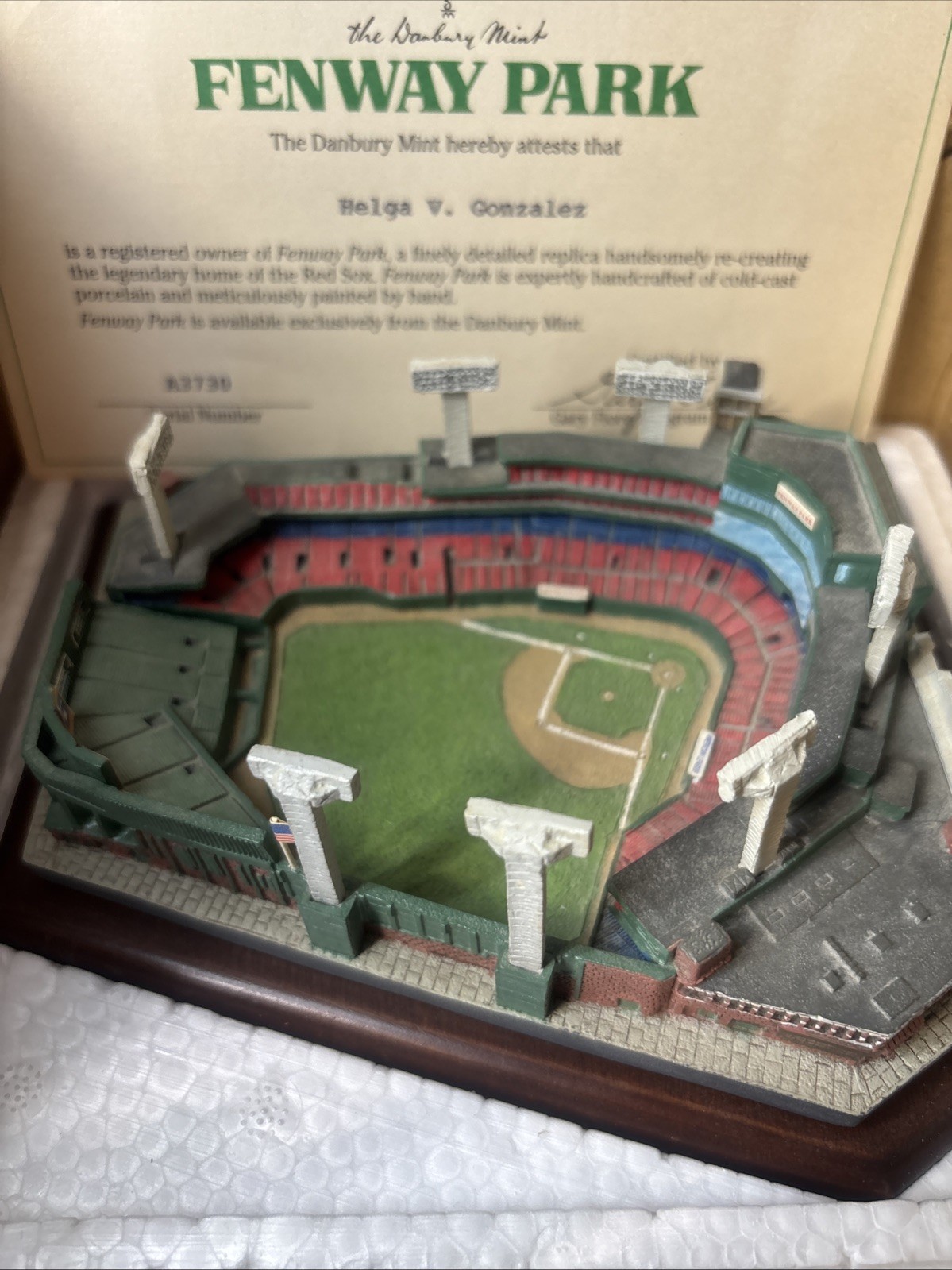 Danbury Mint Opening Day at Fenway Park, Boston Red Sox baseball stadium replica Danbury Mint Opening Day at Fenway Park, Boston Red Sox baseball stadium replica