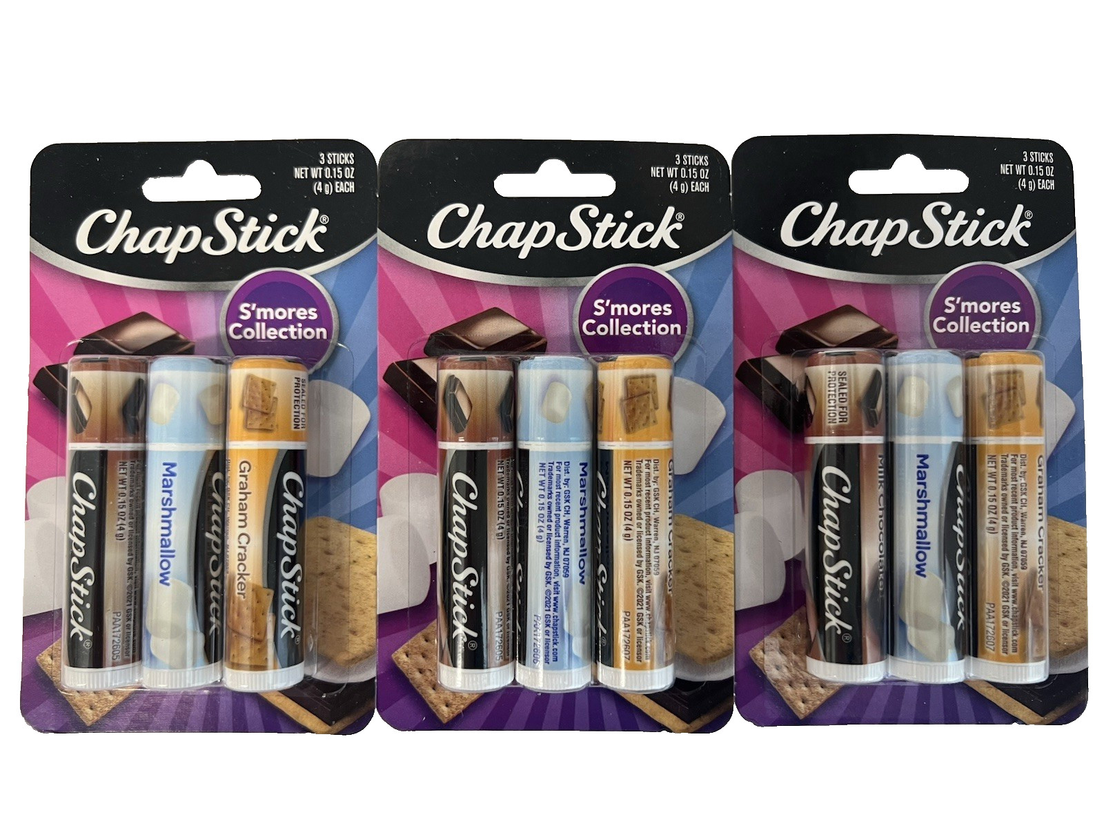 WOW 9 ChapStick S\'MORES COLLECTION Chap Stick (3 Packs of 3) Fast 