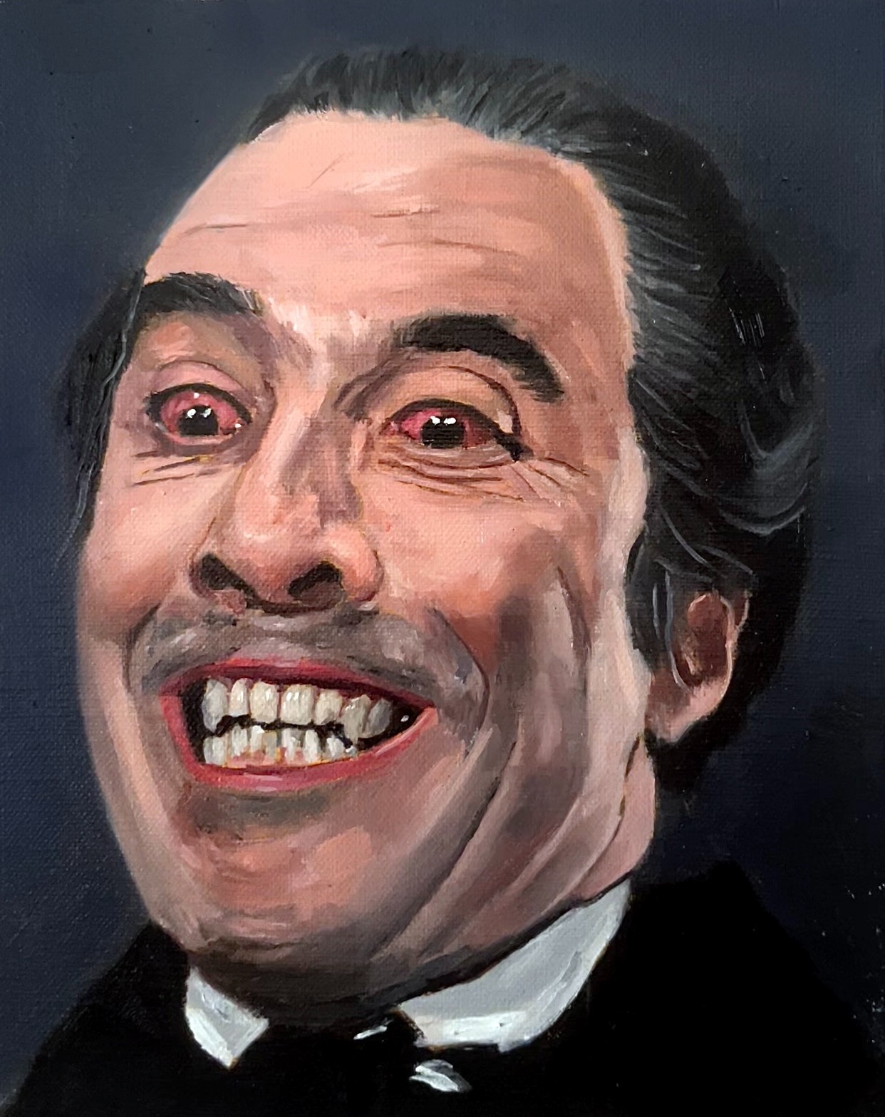 Original Oil Painting - Christopher Lee as Dracula Horror Cinema Art 8x10 Canvas Original Oil Painting - Christopher Lee as Dracula Horror Cinema Art 8x10 Canvas