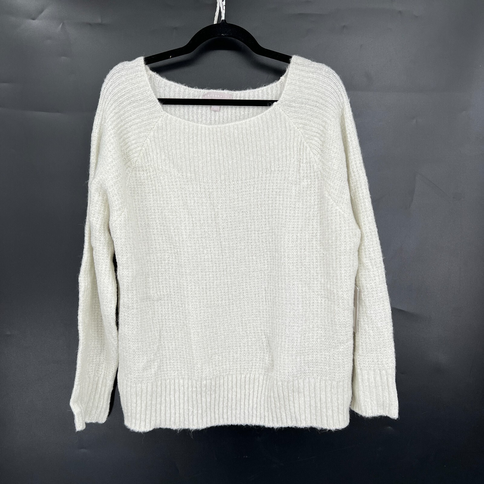 NEW Chelsea28 white silver ribbed knit metallic sweater acrylic wool alpaca XL NEW Chelsea28 white silver ribbed knit metallic sweater acrylic wool alpaca XL