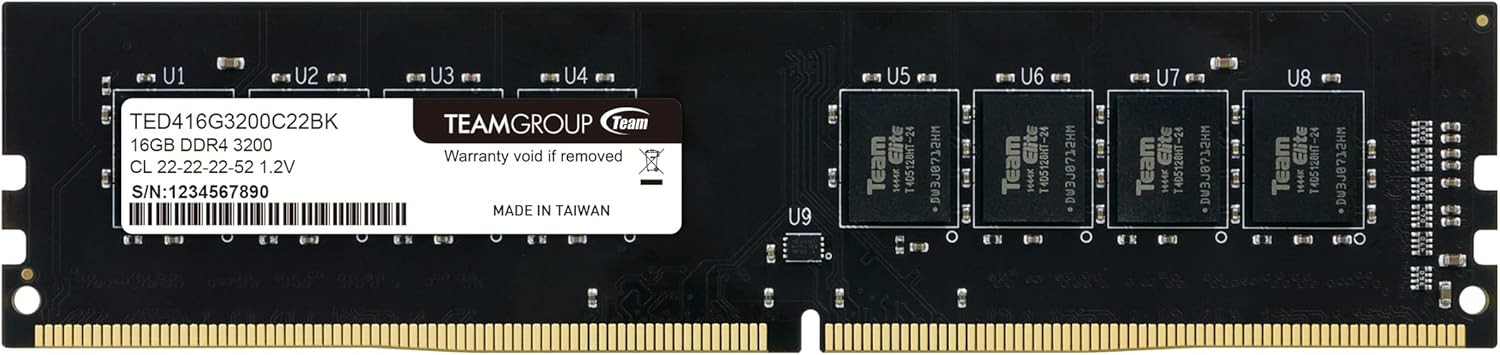 TEAMGROUP Elite DDR4 16GB (1 x 16GB) 3200MHz CL22 UDIMM 288 Pin Desktop Memory