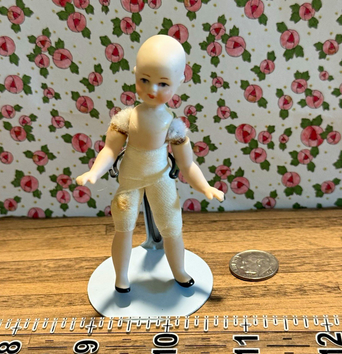 Dollhouse 1:12 Tiny & Delicate Porcelain Girl Doll, Blue Eyes adorable face